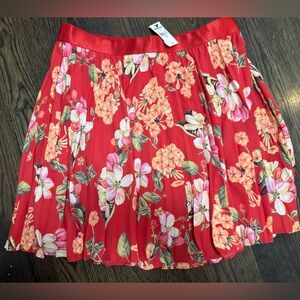 Express Red Floral A-Line Skirt